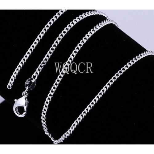 Wholesale 5PCS Of Bulk 925 Embossed Silver 2MM Flat Chain 16",18" ,20",22",24",26",28",30Inches Applicable Pendant