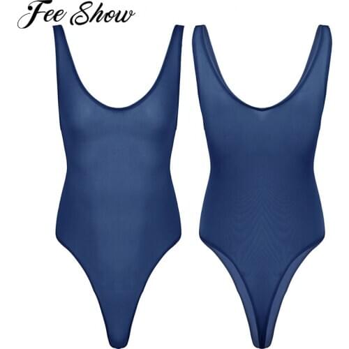 Sexy Men One-piece Sissy Lingerie Catsuit Jumpsuits Sleeveless High Cut Bodysuit Thong Leotard Transparent Sleepwear Nightwear