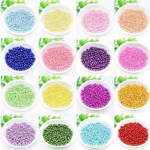 4mm 500pcs Without Holes Colorful Round Acrylic Sewing Pearl Beads Clothes Headwear Shoes Bag Craft Beaded DIY Jewelry Making