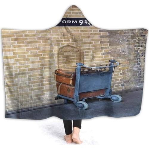 Hooded Blanket for Kids Wizard Super Soft Sherpa Fleece Blanket Secret Train Castle Way Blanket for Office Cape Snuggle 60"x50"