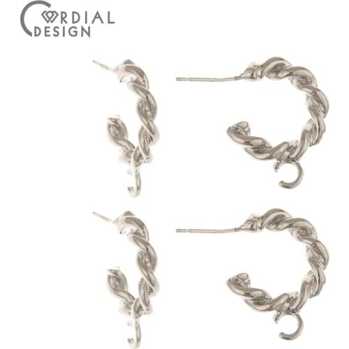 Cordial Design 100Pcs 15*22MM Jewelry Accessories/Rhodium Earrings Stud/Hand Made/Hooks Shape/Jewelry Finding & Components