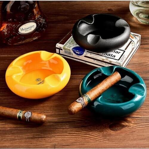 CIGARLOONG Cigar Ashtray Ceramic Home Round Living Room Creative 3 Slot Ashtray Cigar Holder
