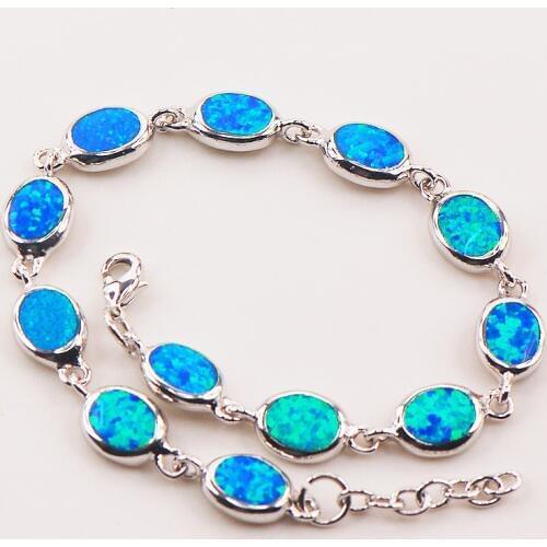 Blue Fire Opal 925 Sterling Silver Bracelet P82 8" Free Ship High quantity Factory price