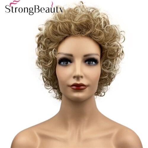 StrongBeauty Short Curly Wig Womens Wigs Heat Resistant Synthetic Hair 4 Colors For Choose