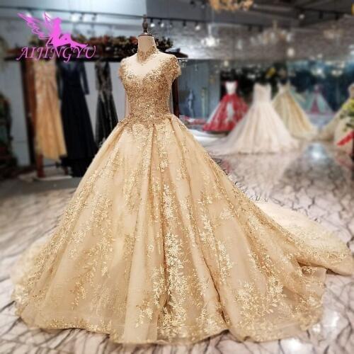 AIJINGYU African Wedding Dresses Gowns With Sequins Luxury Sequin Sale Designer Simple Gown Xxxl Size Plus Size Wedding Dress