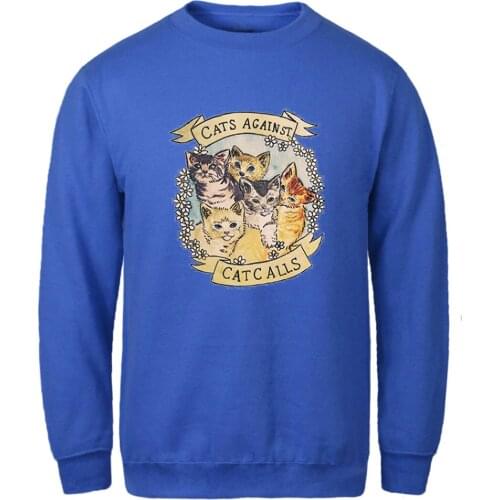 Sweatshirt Mens Cats Printing Long Sleeve Fashion Fleece Hoody Standard Leisure Mans Clothing Winter Retro Supoleron Hombre