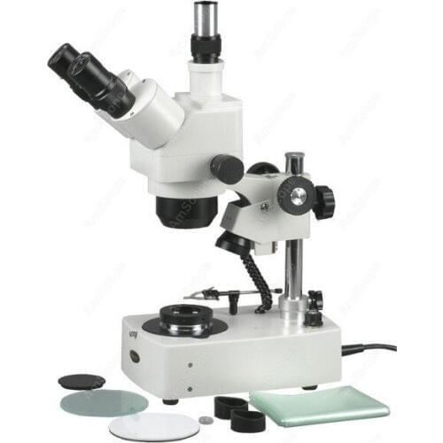 Jewelry Gem Trinocular Stereo Microscope-AmScope Supplies 10X-60X Jewelry Gem Trinocular Stereo Microscope + Dual Halogen