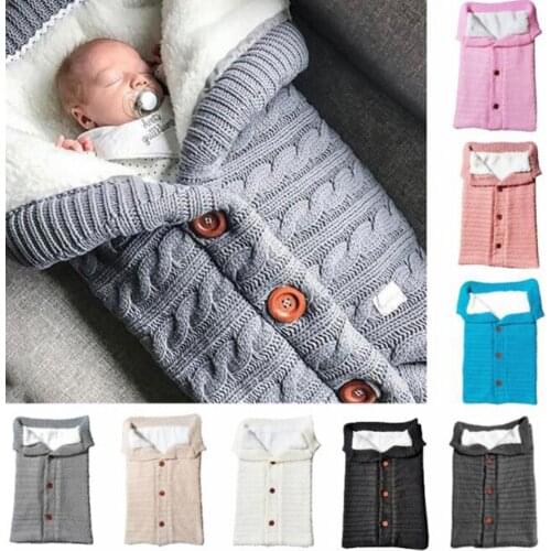 Knitting Baby Sleeping Bag Baby Stroller Sleepsack Knitted Envelopes Sleep Sack for Infant Winter Autumn Warm Accessories