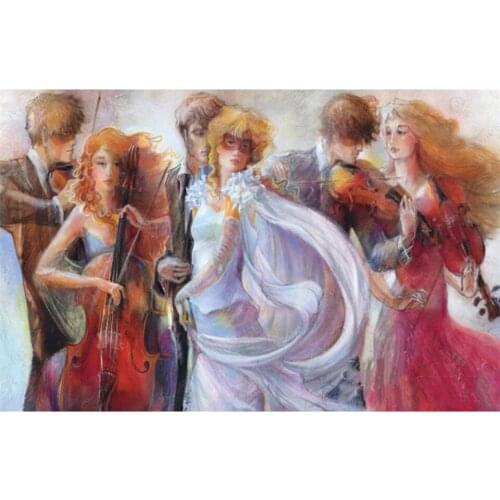 Yujohom Full Square Drill Diy Diamond Painting by Number "violin Music Partner" Crystal Mosaic Embroidery Sale Cross Stitch Set