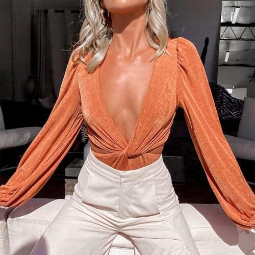 V-section With long sleeves Single Tie Dye Overall for women Overalls for women Temperament Twisted Hole Top Light Ripe Deep