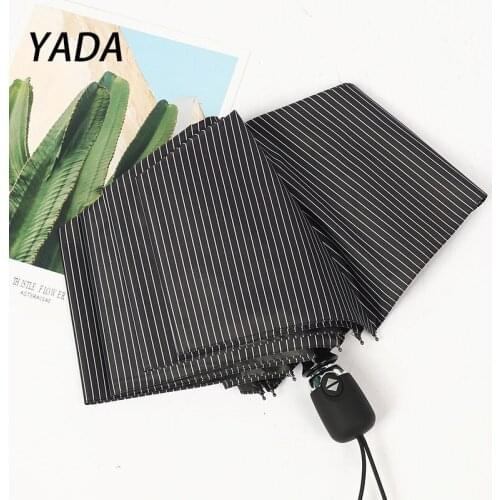 YADA 8 Bone Stripes Pattern Automatic Umbrella Folding UV Rainproof Stripes Umbrellas For Women Parasol Sun Umbrella YD210022