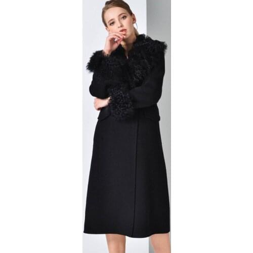 2020 Autumn winter New Womens Wool Trench Coat Female Long Double Sided Luxury Real Wool Coats manteau femme LX2401