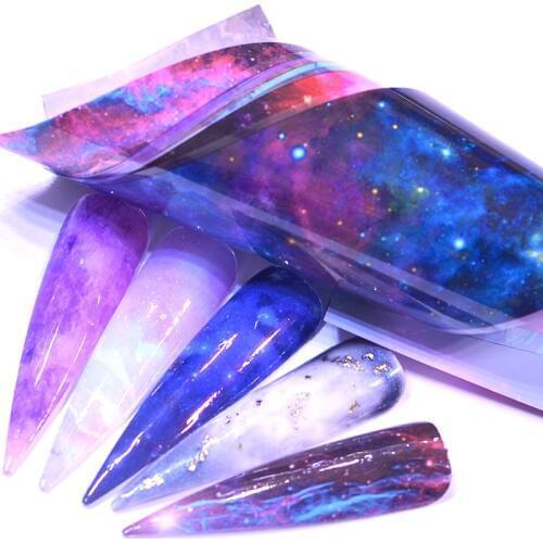 LCJ 10 colours Nail Art star transfer paper hot sale Rainbow sky Japanese style nail foil sticker nail polish adhesive sticker