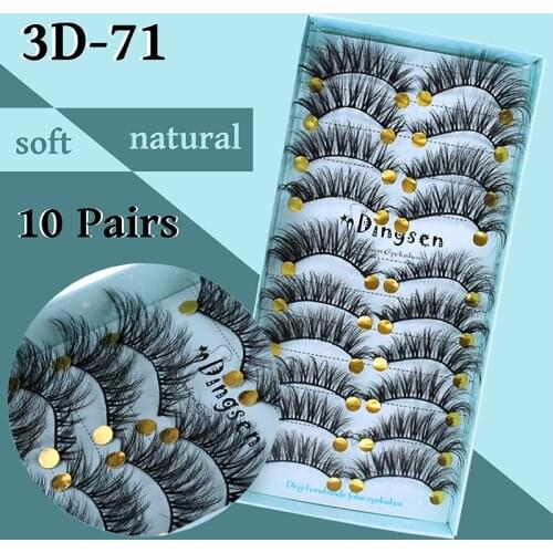 10 Pairs Handmade 3D Soft Mink Hair False Eyelashes Natural Eyelash Crisscross Wispy Fluffy Lashes Extension Eye Makeup Tool