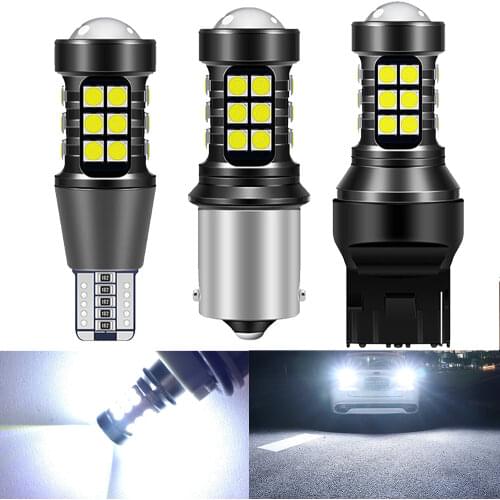 2Pcs 1156 P21W BA15S 7440 W21W High Power Auto Bulb White 12V Car Reverse Back Light T15 W16W 3030 Turn Signal Lamp LED Canbus