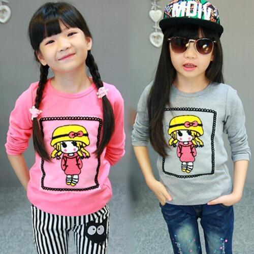 2020 Spring brand baby girls sweatshirt Cotton Fashion Embroidery children clothing Korean cartoon Tracksuit t shirts kids tops