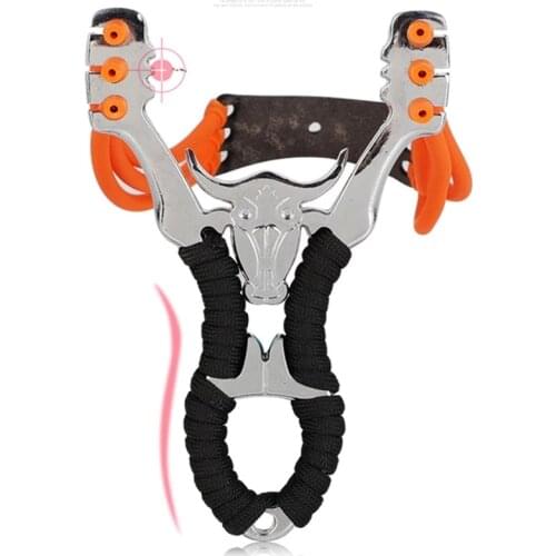2021 High Quality Alloy Bull Head Slingshot Powerful Rubber Hunting Catapult Outdoor Shooting Sports Competitive Childrens Toy