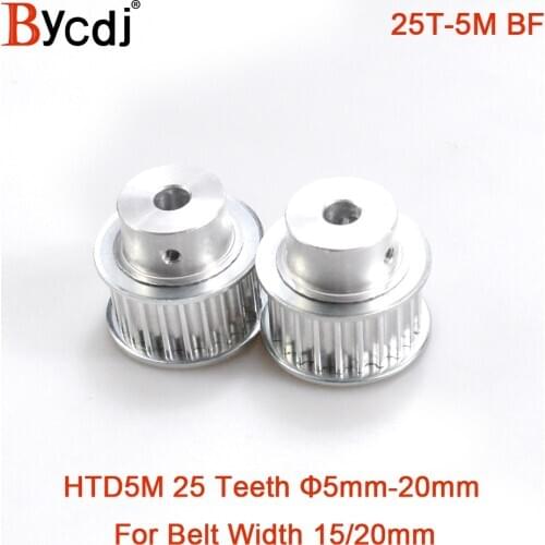25 Teeth HTD 5M Synchronous Pulley Bore5/ 6/6.35/8/10/12/12.7/14/15/16/17/18/19mm for Width 15/20mm BF HTD5M Timing Belts wheel