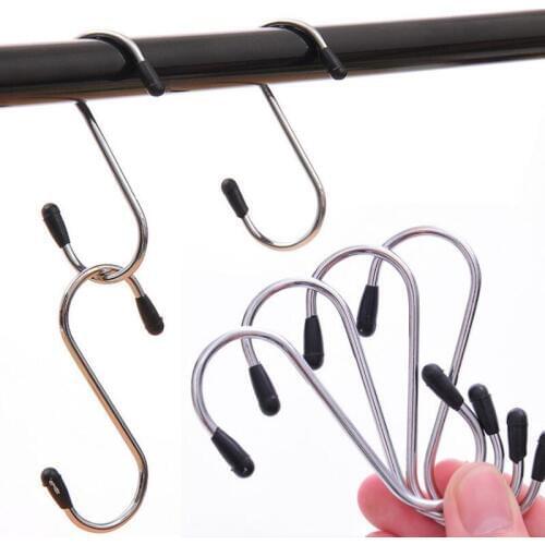 4PCS Stainless Steel S Hook Hanging Shape 5kg Capacity Metal Hooks 7.7cm*2.7cm S Style Sling Dog LX7711