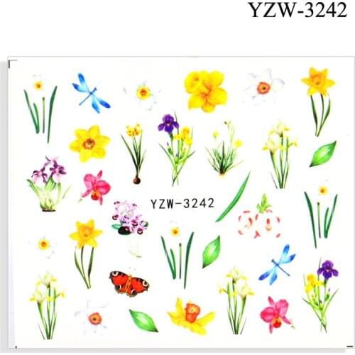 WUF 4PCS/LOT Animal Christmas Tree Water Decal Sticker Flower Leaf Tree Summer DIY Slider For Manicuring Nail Art Watermarks