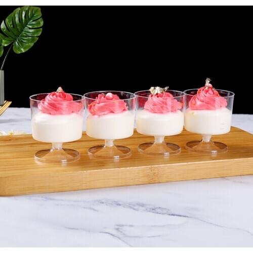 50pcs Net red plastic disposable mousse cup mini small tea cup goblet tasting wine cup thick pudding cup party dessert cups 60ml