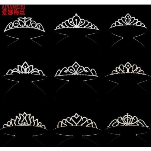 AINAMEISI Little Girl Princess Crown Hair Accessories Simple Tiaras Headband Rhinestone Crowns Hairbands Bridal Hair Jewelry