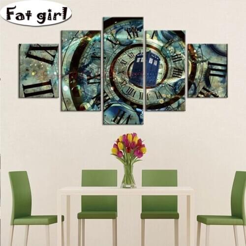 5D Diy Diamond Painting Time Machine Wall Decoration Mosaic Embroidery Cross Stitch Full Square Round Drill Handmade Poster Gift