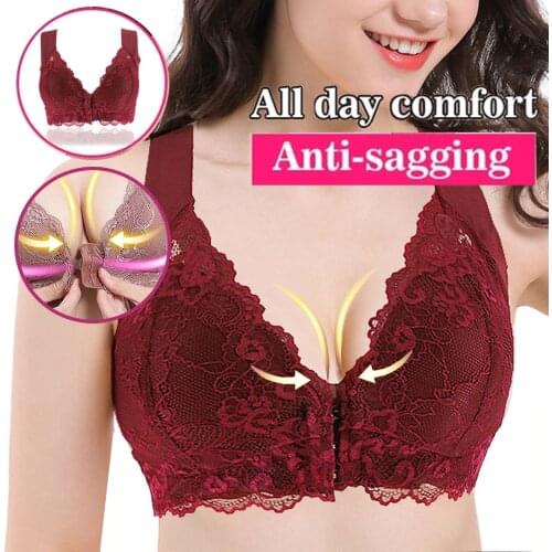 Seamless Bras for Women Push Up Bras Womens Adjustable Sports Front Closure Extra-Elastic Breathable Lace Trim Bra Brassiere
