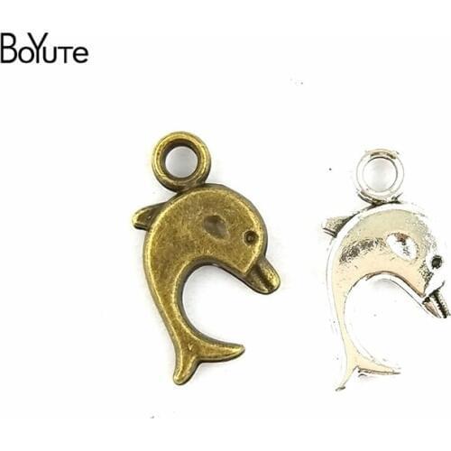 BoYuTe (100 Pieces/Lot) 9*27MM Zinc Alloy Materials Antique Bronze Silver Plated Dolphin Charms for Jewelry Makings