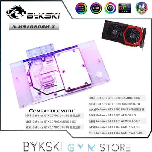 Bykski VGA Water Block For MSI GTX1080 GTX1070 GTX1060 Graphics Card Radiator,GPU Cooling,5V/ARGB/12VRGB,N-MS1080GM-X