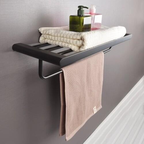 Black Modern towel rack 304 Stainless Steel Bathroom Hardware Set Black Oiled Bronze Square base Wall Mount Bathroom Accessories