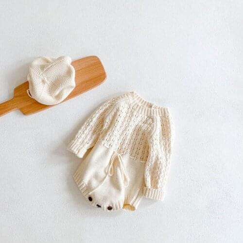 Baby Clothes Girls Romper Baby Jumpsuit Baby Clothes Autumn Long Sleeve Baby Girl Knit Hollow Out Rompers