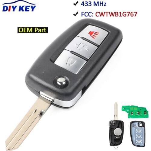 DIYKEY CWTWB1G767 Flip Car Remote Key Fob 3 Buttons 434MHz PCF7961M Chip for Nissan Rogue 2014 2015 2016 2017 2018