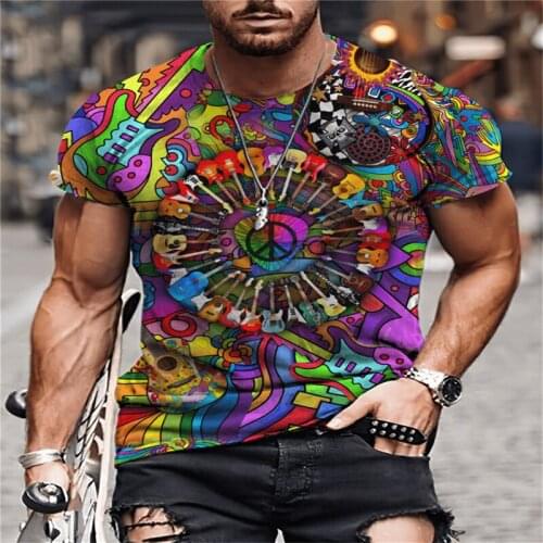 Amazing Guitar Hippie 3D Printed T Shirts Harajuku Streetwear Summer Tops women For men Funny Tshirts Short sleeve