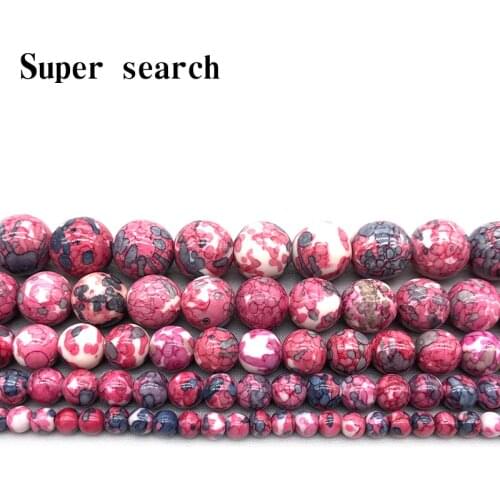Natural White Gray Rose red stones Round Loose Beads 15" Strand 4 6 8 10 12MM Pick Size For Jewelry diy Bracelet Woman