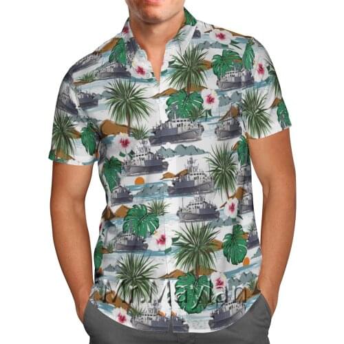 Sea Ship 3D Printed Summer Hawaii Beach Shirt Short-Sleeve Shirt Personality Streetwear Oversized Blusa Masculina Chemise Homme