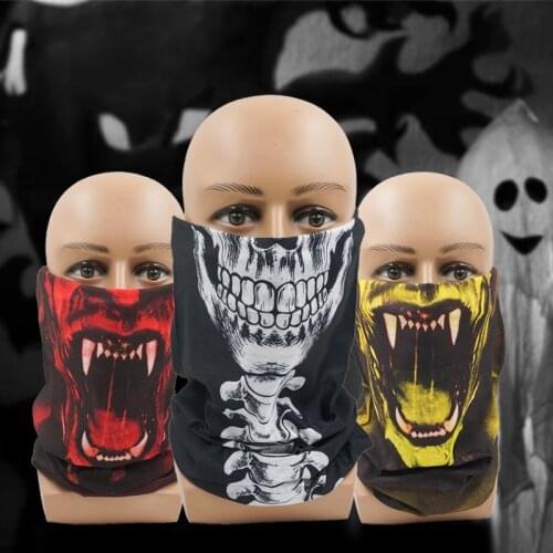 Halloween Party Face Mask Props Horror Skull Makeup Seamless Tube Bandana Scarf Multifunction Stretchable Flexible Face Bandana