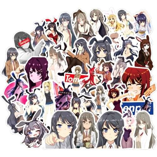 50pcs/pack Seishun Buta Yarou wa Bunny Girl Senpai no Yume wo Minai Anime Stickers For Furniture Wall Desk Box Motorcycle