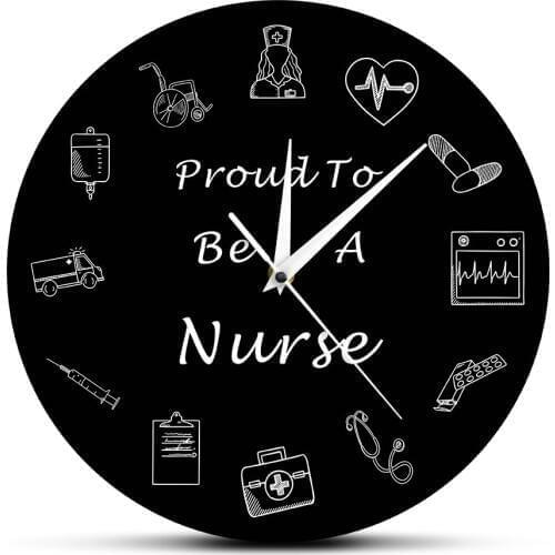 Pround To Be Nurse Wall Clock Nursing Medical Equipments RN Healthcare Clock Watch Hospital Decor Nurse Student Graduation Gift