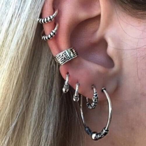 New fashion retro earrings ear circle set combination 7 pieces/set of jewelry earrings for women