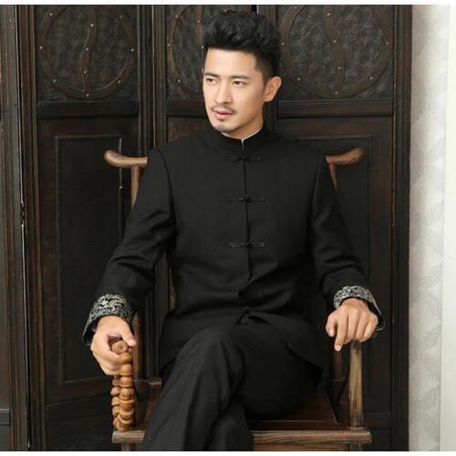 Single breasted slim fit blazer men chinese tunic suit style jacket male new design suits man 1 fashion blazers formal dress