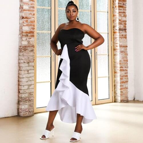 Tube Dress Cocktail Party Costume Plus Size European Clothing Elegant Evening Dresses Summer Prom Host Clothes For Female YS1932