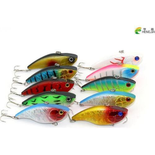 New 75mm Game vibe Fishing lure fishing tackle HARD BAITS VIB Lure Bait 7.5CM 18G 6# hooks 3 HOOKS 50pcs vibration fishing lure