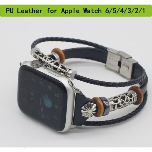 High Quality PU Leather Wristband For Apple Watch Series 6/5/4/3/2/1 Replacement Bracelet Strap For Women Men Watch Accessories