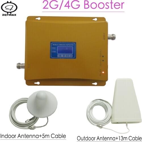 ZQTMAX 2g 3g 4g repeater 850 1800 dual band mobile phone signal booster LTE amplifer signal cdma 850mhz DCS 1800 + antenna sets