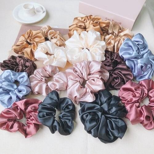 Fashion Women Scrunchies Small Large Size Solid Color Stain Silk Cute Hair Band Headwear Rubber Band Hair Ring Hair Accessories