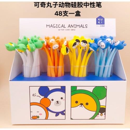48pcs Kawaii Gel Pens Meatball animal black gel ink pens for writing Cute stationery office school supplies 0.5mm