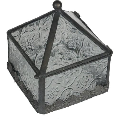 Glass Jewelry Trinket Box Wedding Engagement Ring Holder