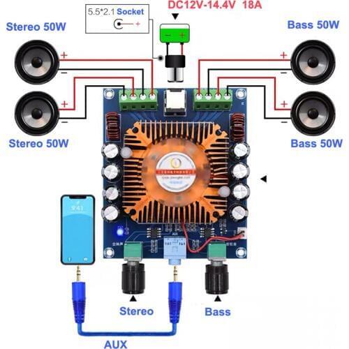 TDA7850H 2*50W + 2*50W 4 Channels Audio Digital Amplifier Board Class AB Stereo Subwoofer Car AMP