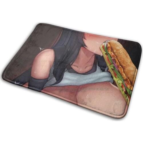 Tifa Gets A Sub Mat Rug Carpet Anti-Slip Bedroom Entrance Door Mat Happy Subway Hentai Anime Tv Trend Food Nsfw Sandwich Text